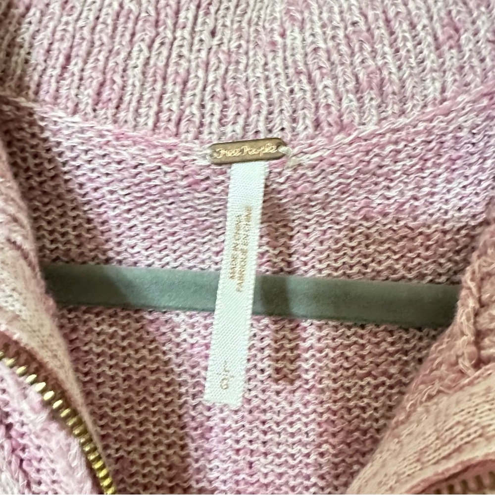 Free People Mont Blanc Pink Knit Sweater Dress Size Large Zip Up - Picture 7 of 8